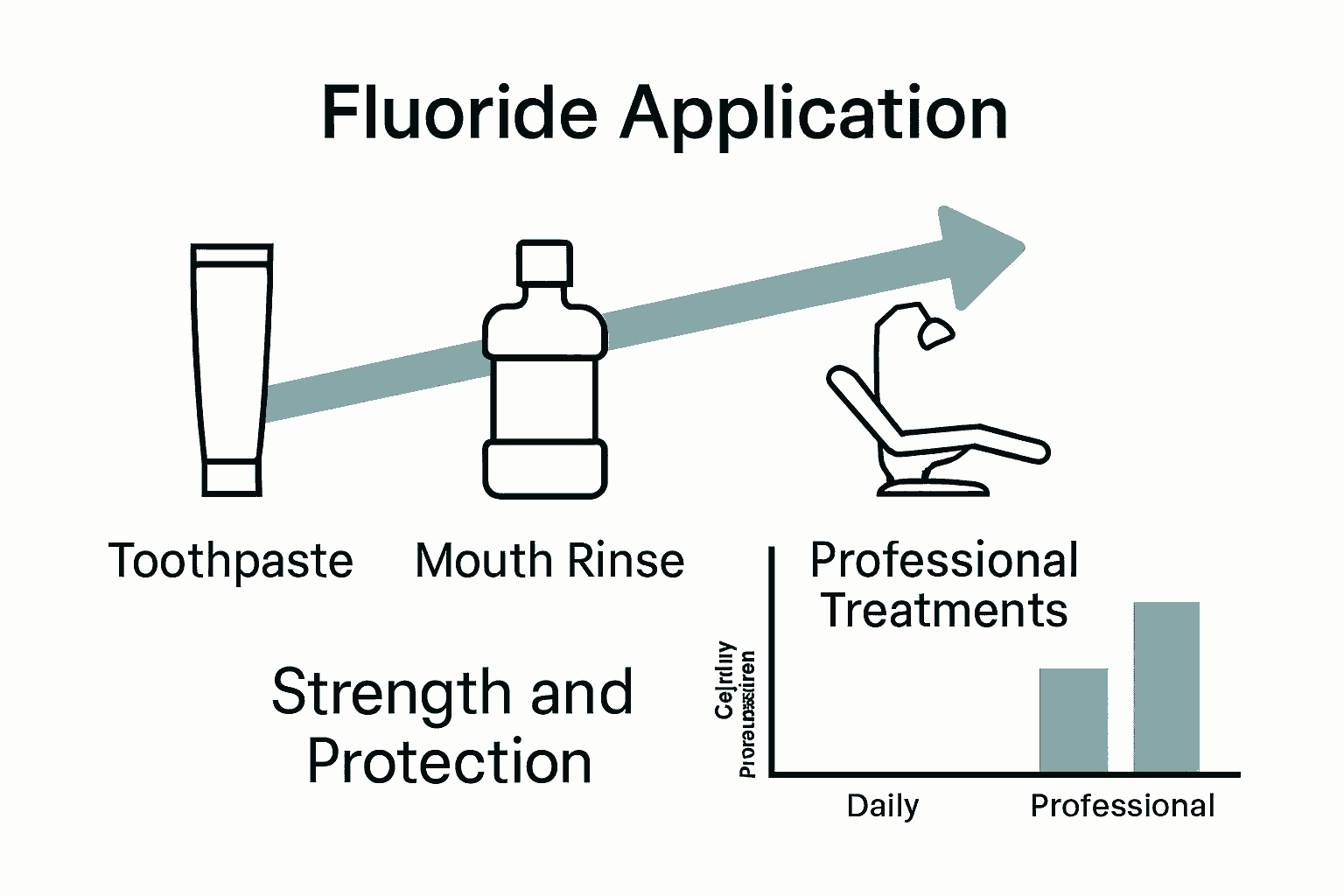 Infographic comparing adult fluoride application methods