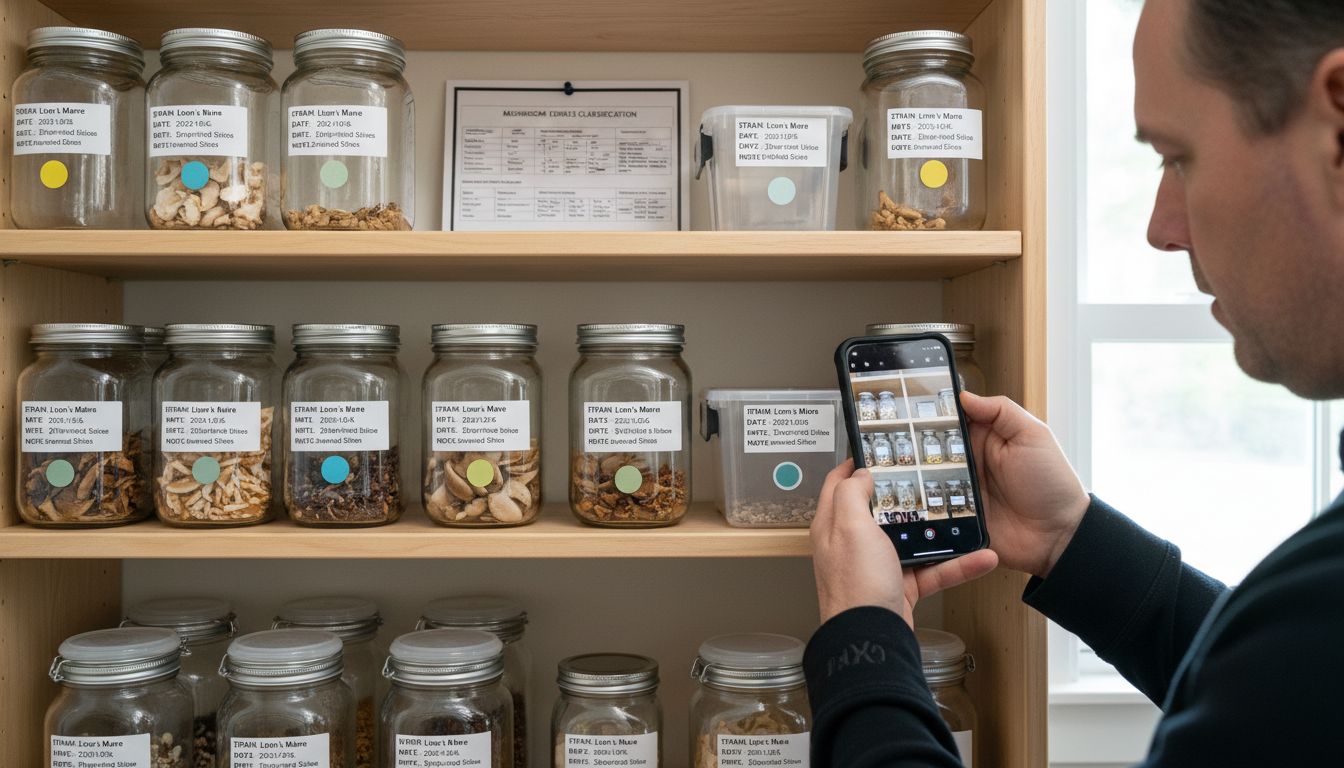 labeled mushroom storage