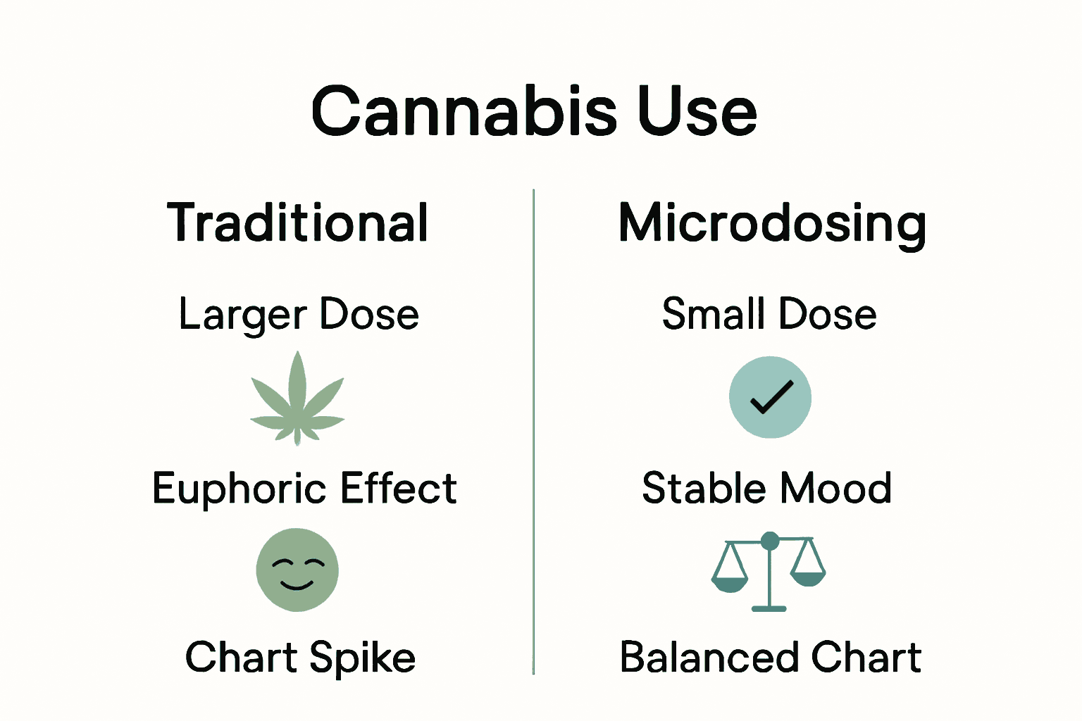 Infographic comparing traditional cannabis use vs. microdosing benefits