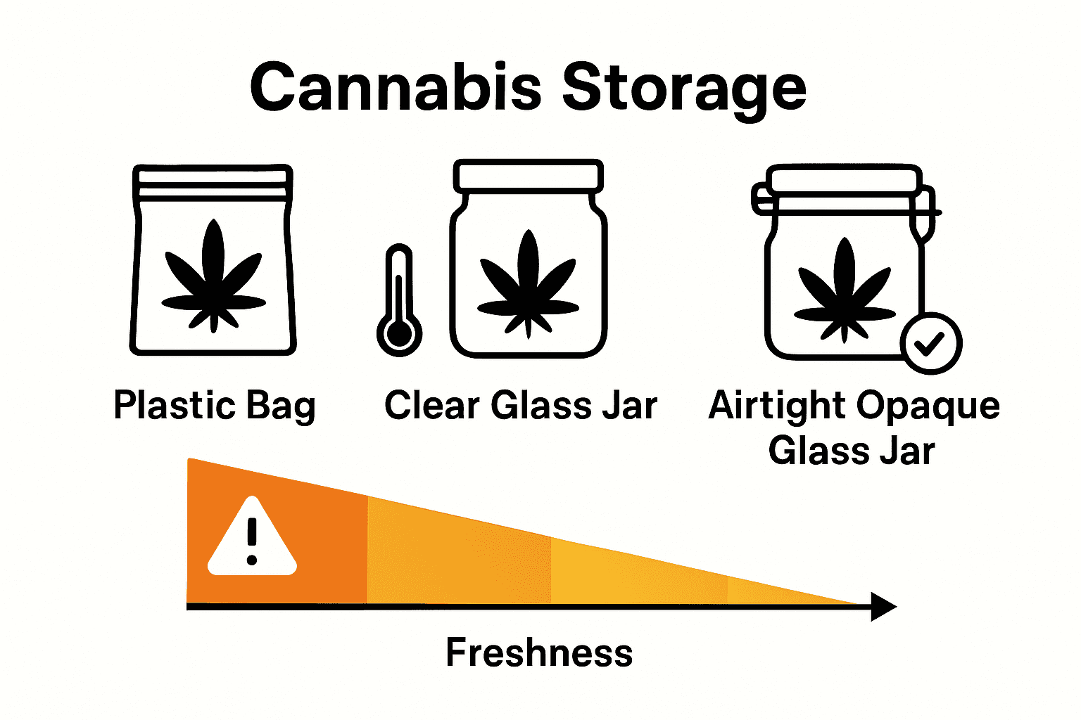 Infographic comparing cannabis storage methods and freshness retention.