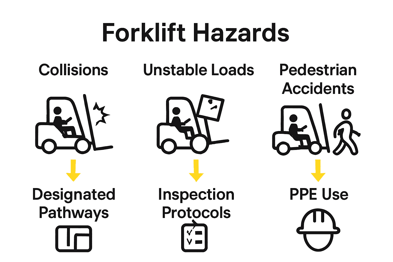 Infographic visualizing common forklift hazards and prevention strategies