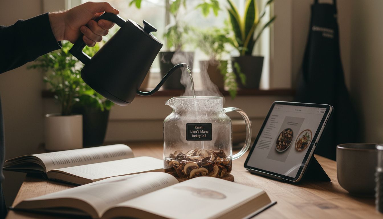 brewing mushroom tea