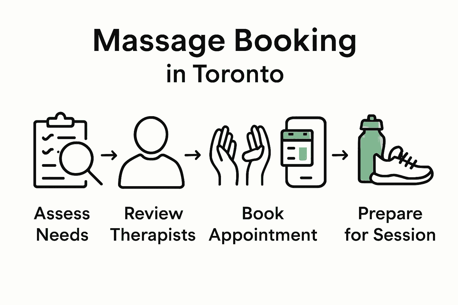 Infographic of five steps to book a massage in Toronto