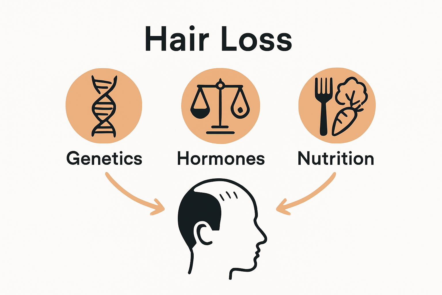 Infographic showing genetic, hormonal, and lifestyle causes
