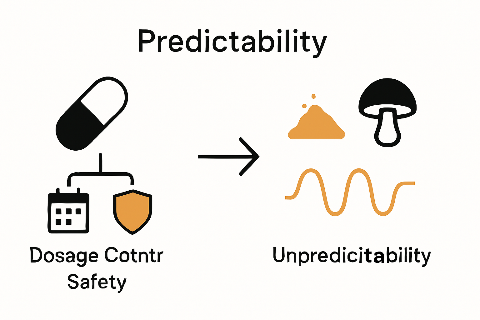 Infographic comparing capsules and psychedelic forms