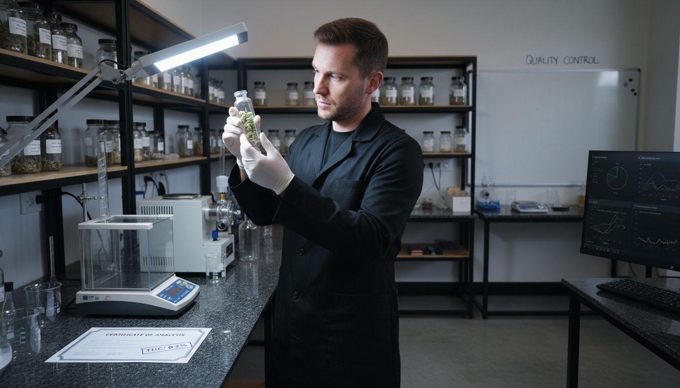 Lab technician checks hemp THC compliance