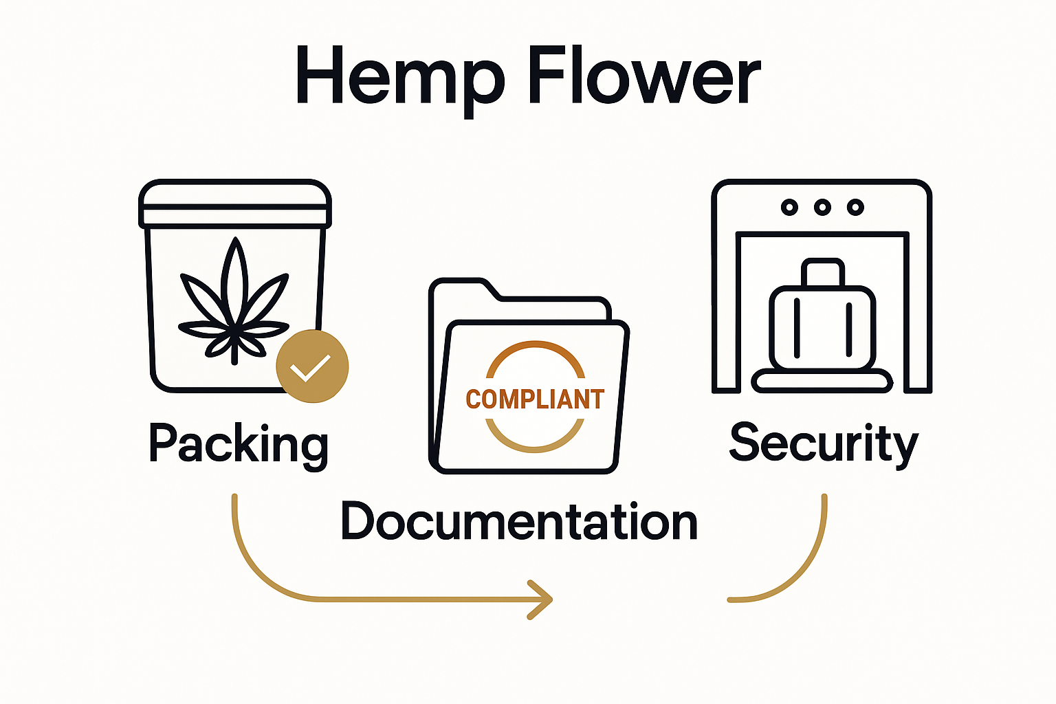 Step-by-step hemp flower packing infographic