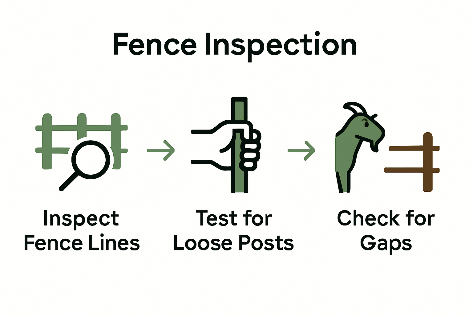 Three-step infographic for fence inspection