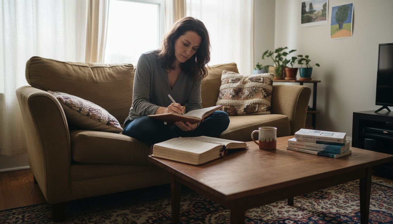 Woman journaling after psychedelic therapy