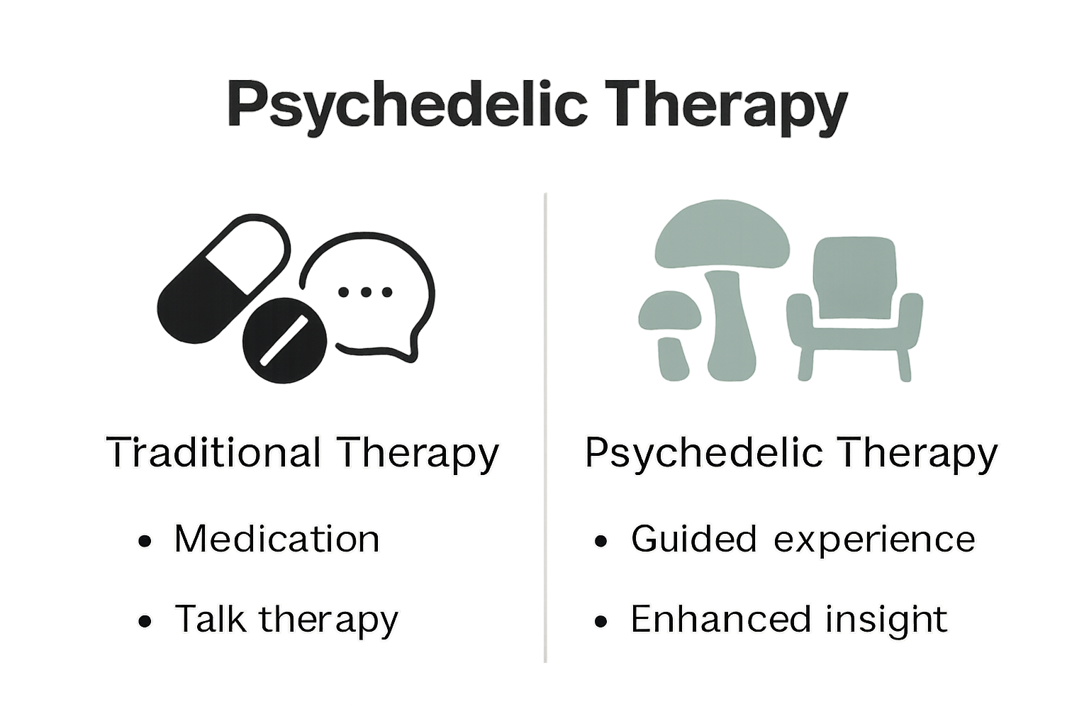 Infographic comparing psychedelic and traditional therapy