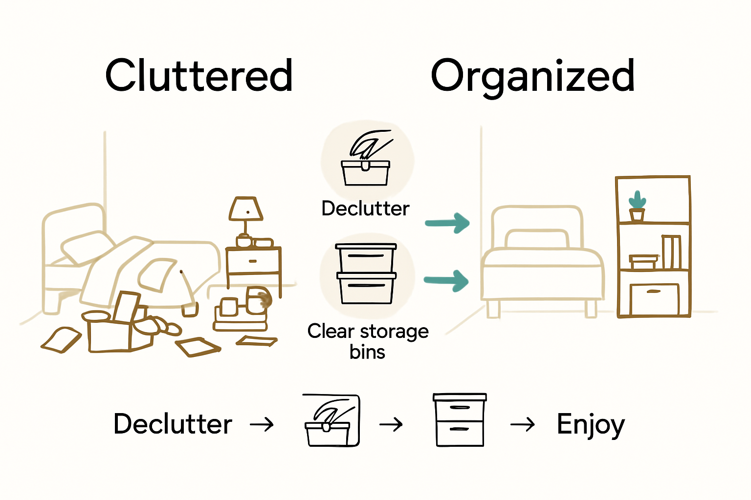 Infographic minimalist vs cluttered home organization