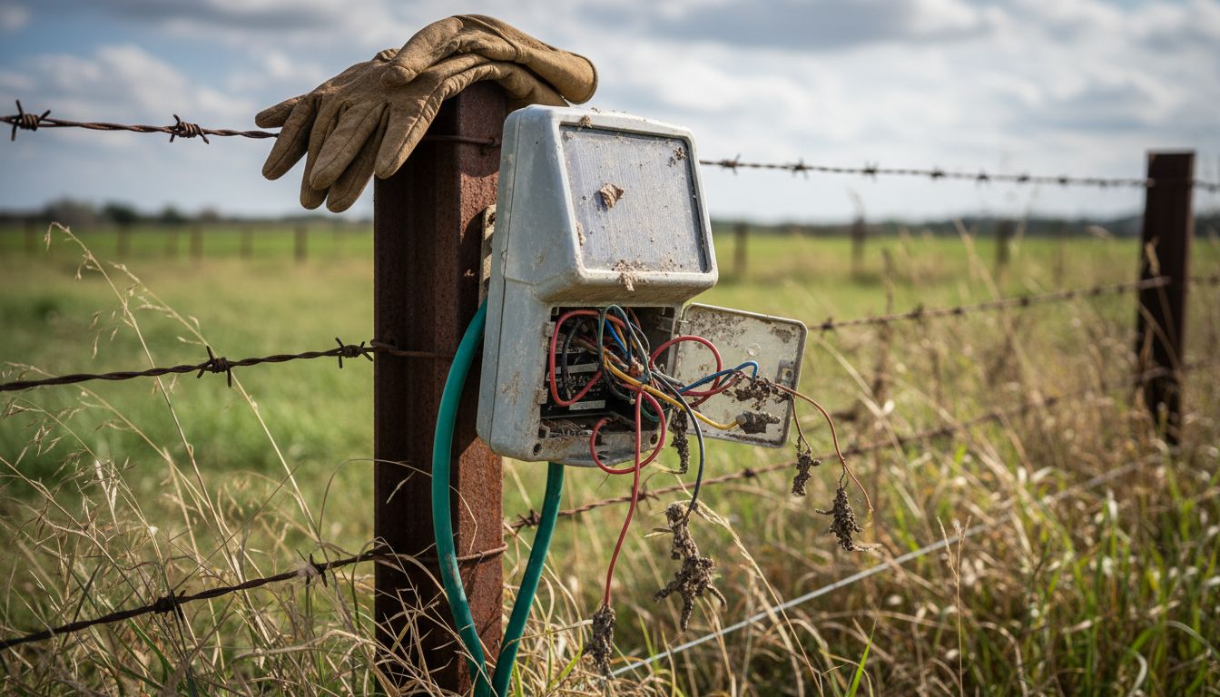 Close view solar fence charger wiring