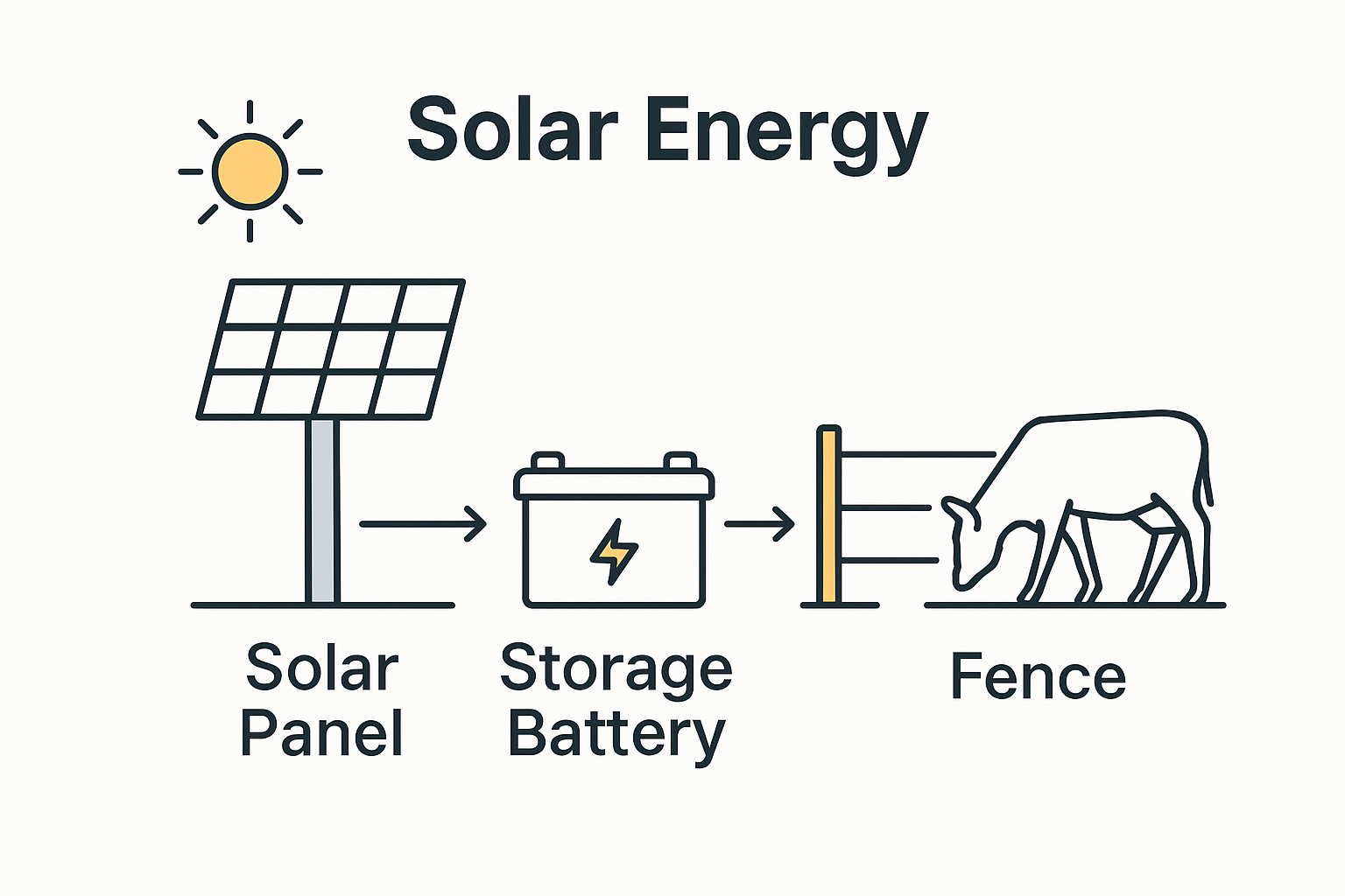 Infographic diagram solar fence charger components