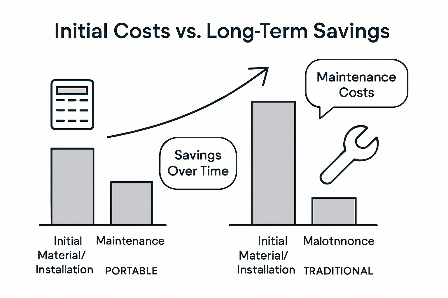 Infographic comparing portable fence costs and upkeep