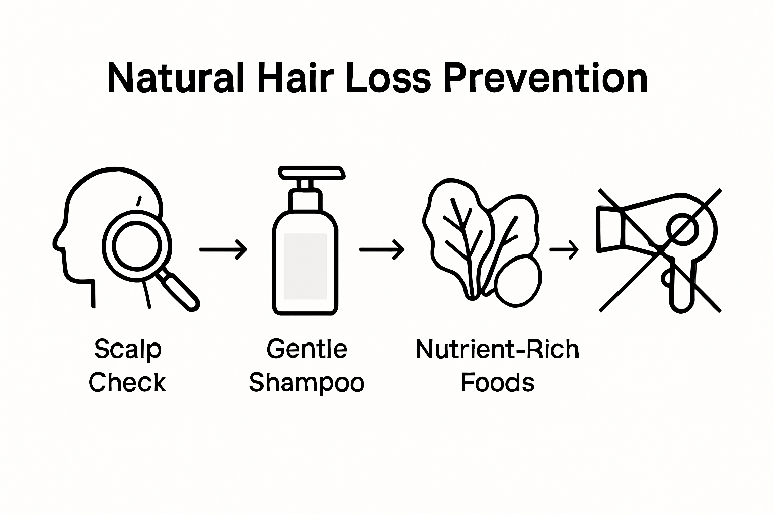 Infographic showing hair loss prevention steps