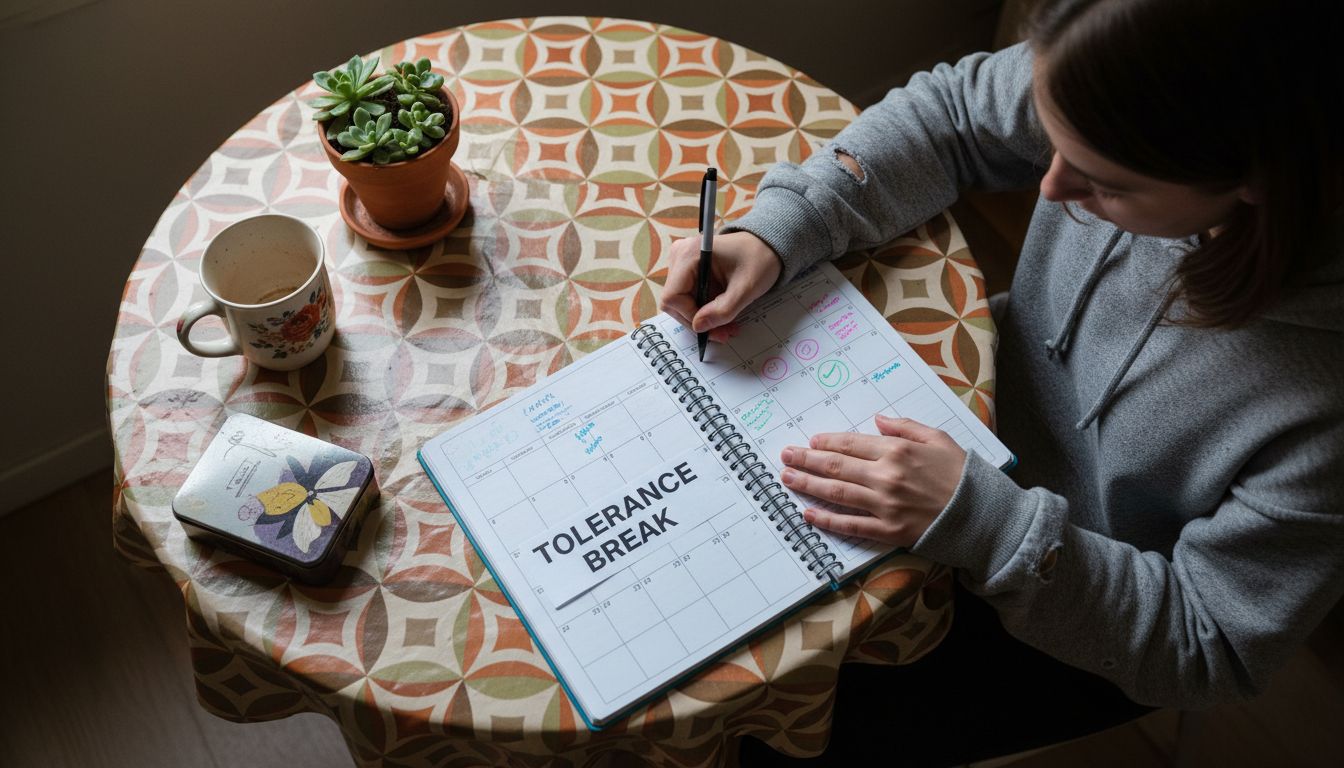 Notebook tracking cannabis tolerance break