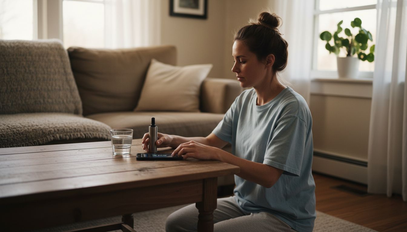 Woman preparing safe cannabis setting