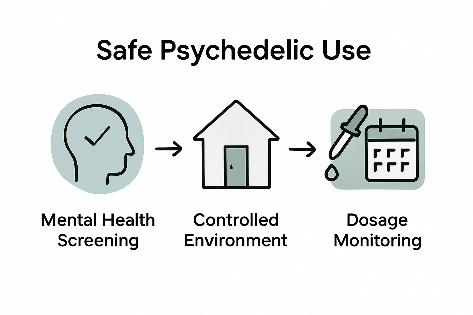 Infographic showing three key psychedelic safety steps