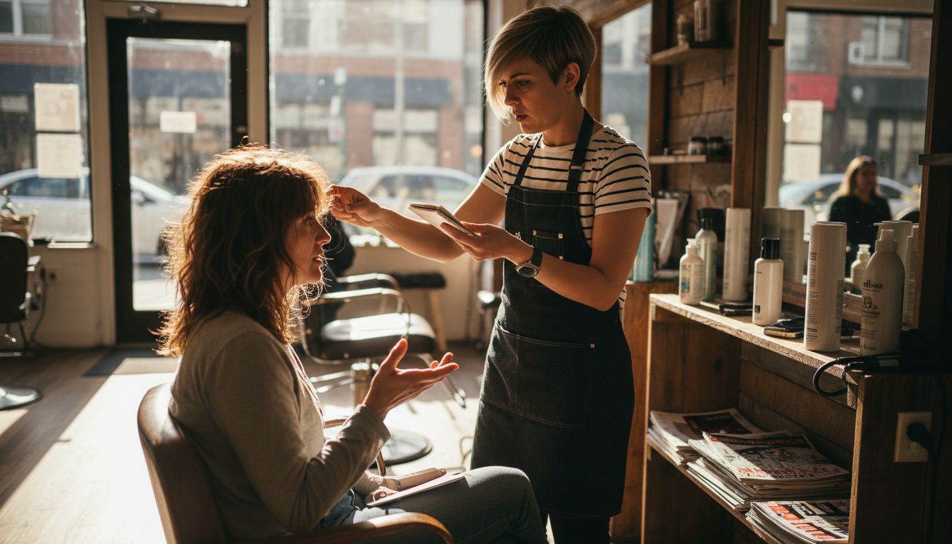 Consultation for hair repair in salon setting