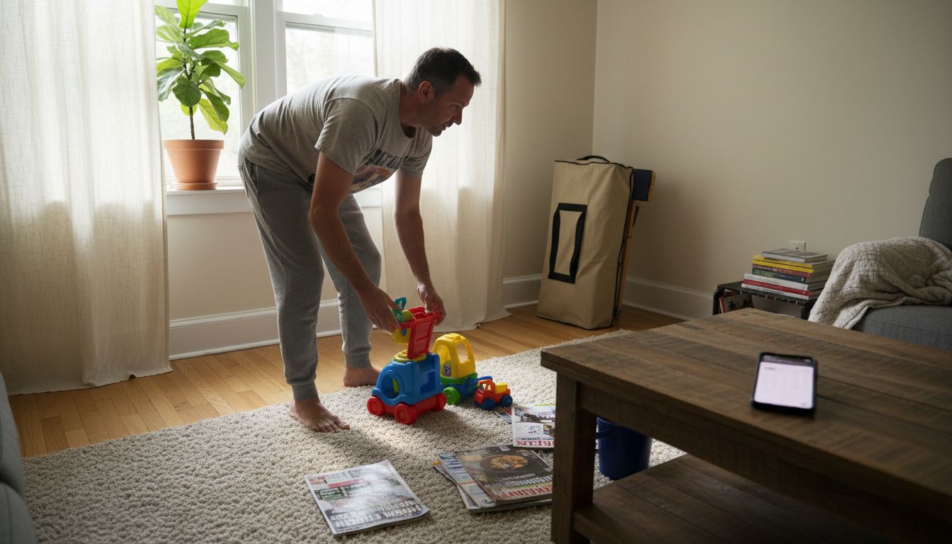 Man preparing home space for massage