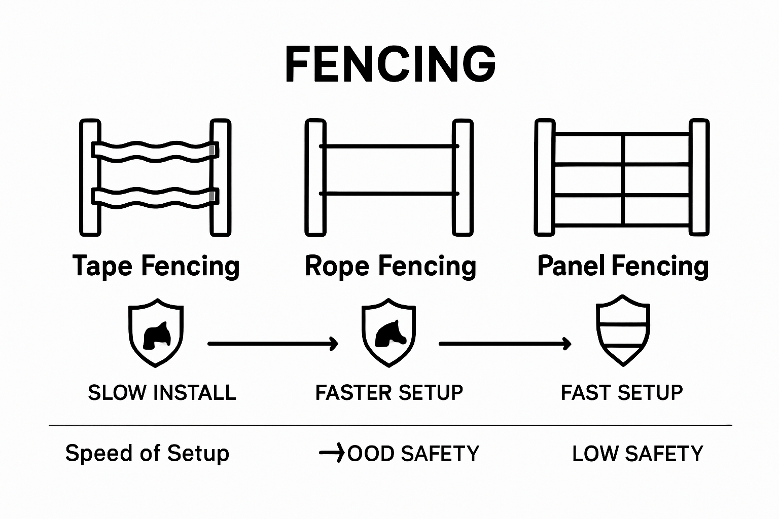 Infographic comparing types of portable horse fencing