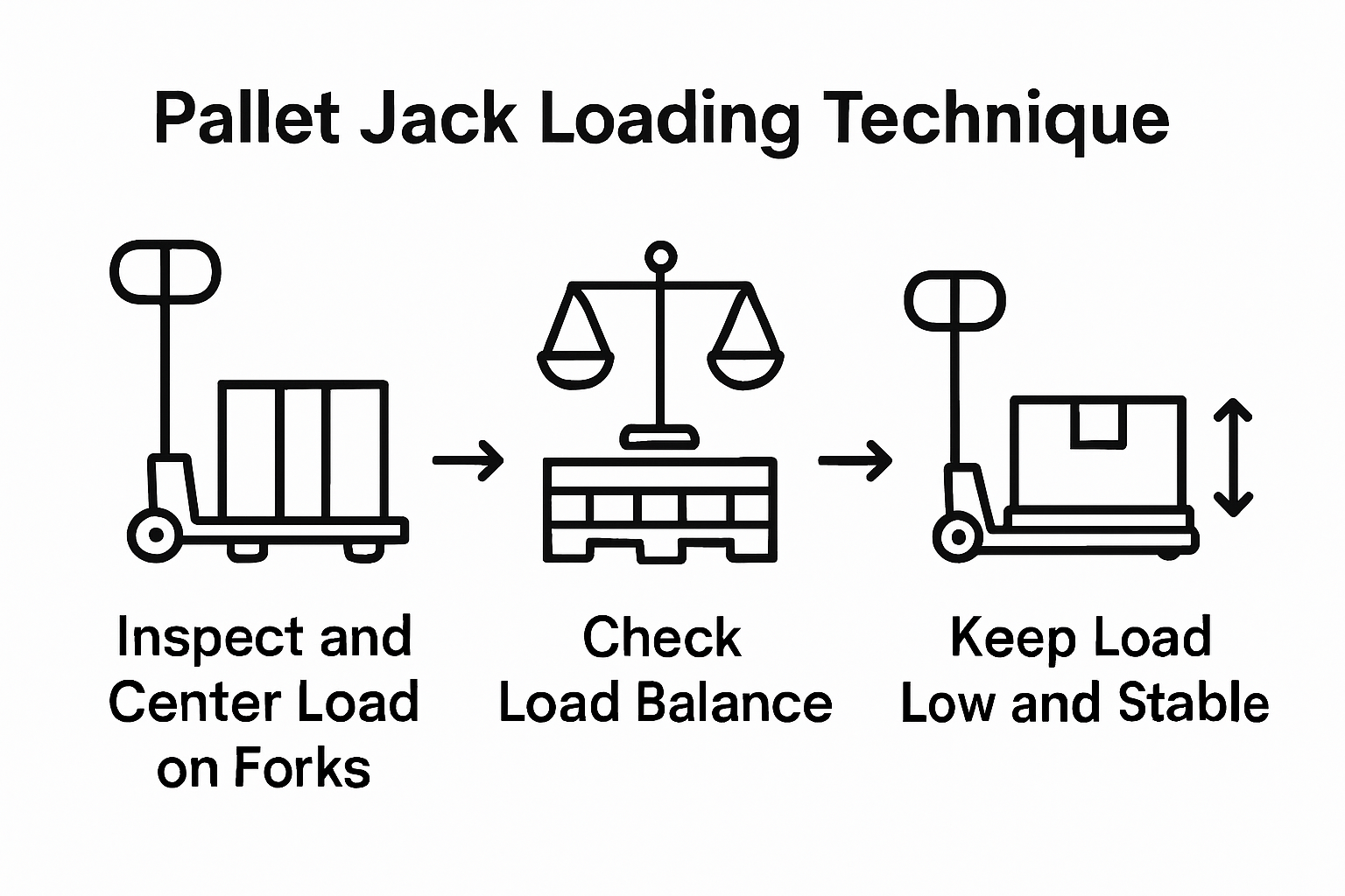 Infographic on safe pallet jack loading steps
