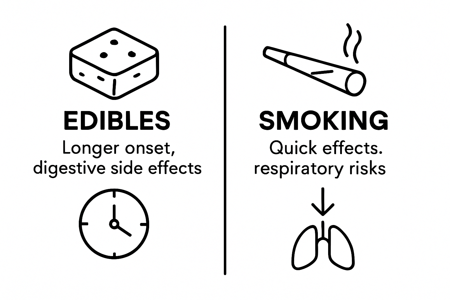 Infographic comparing edibles and smoking risks