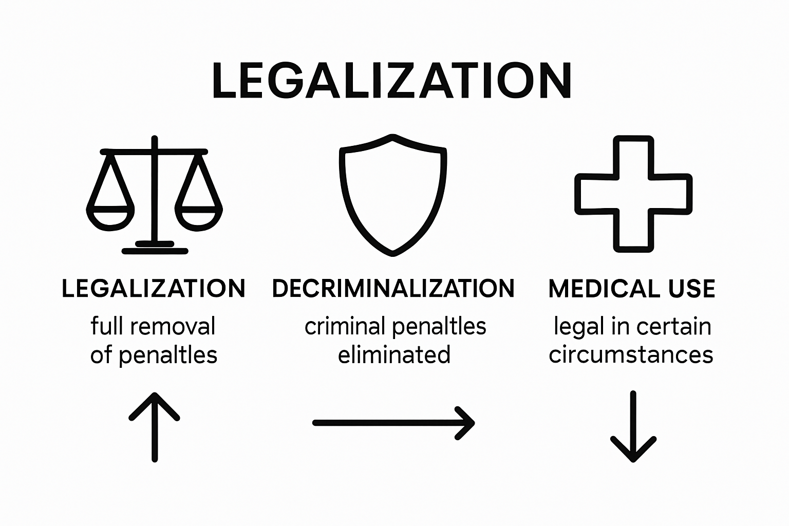 Infographic comparing global cannabis law types