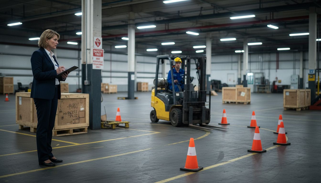 Forklift operator performance under evaluator’s supervision