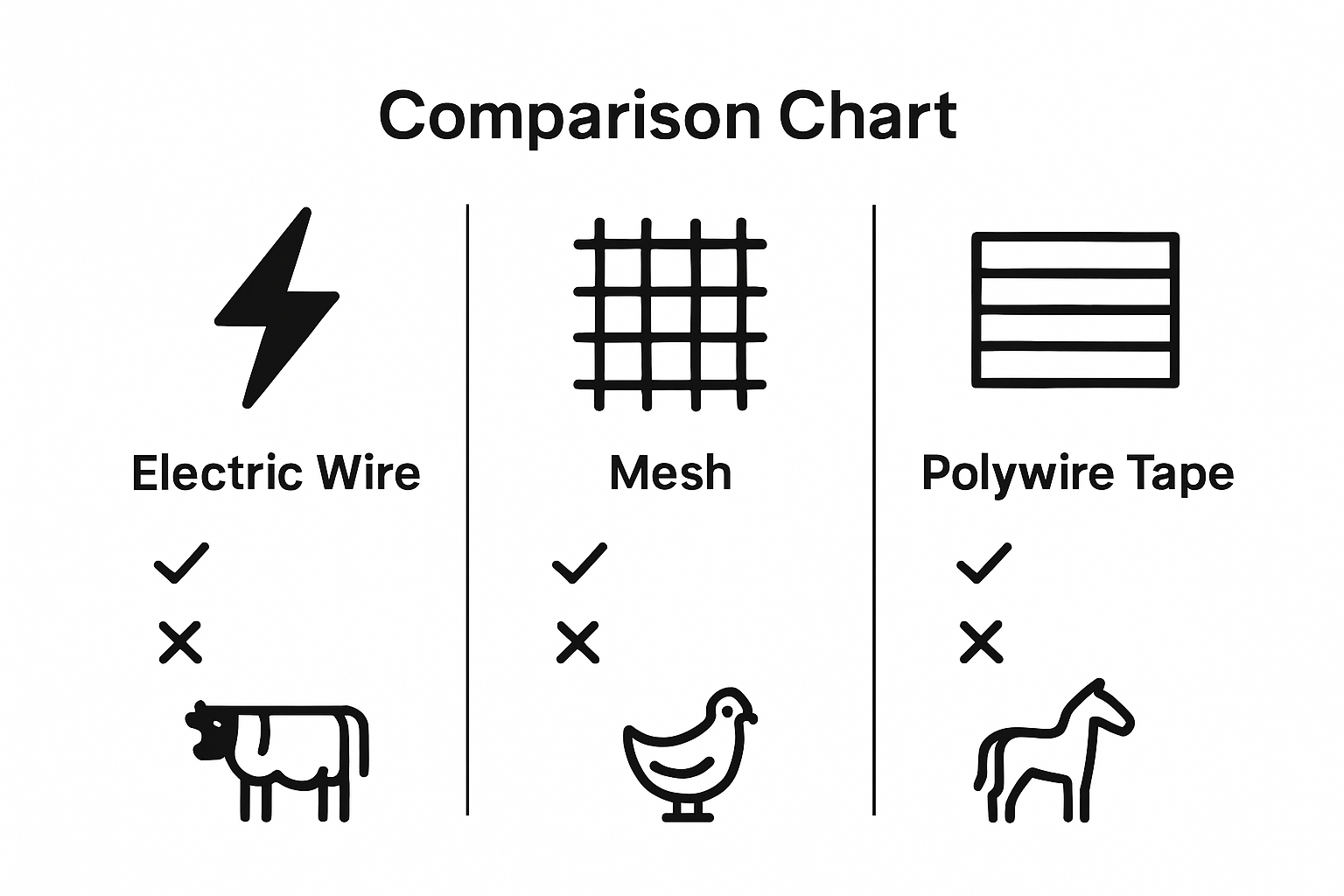 Comparison chart of portable fence types