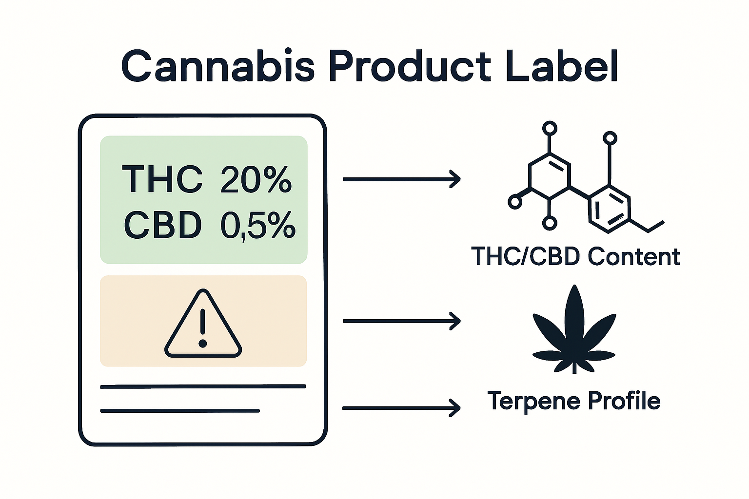 Cannabis label diagram highlighting key sections