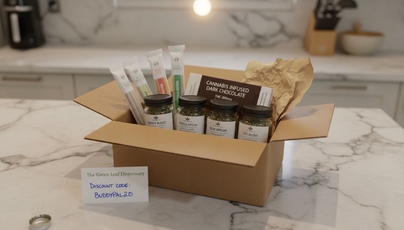 Assorted cannabis products in bundle box