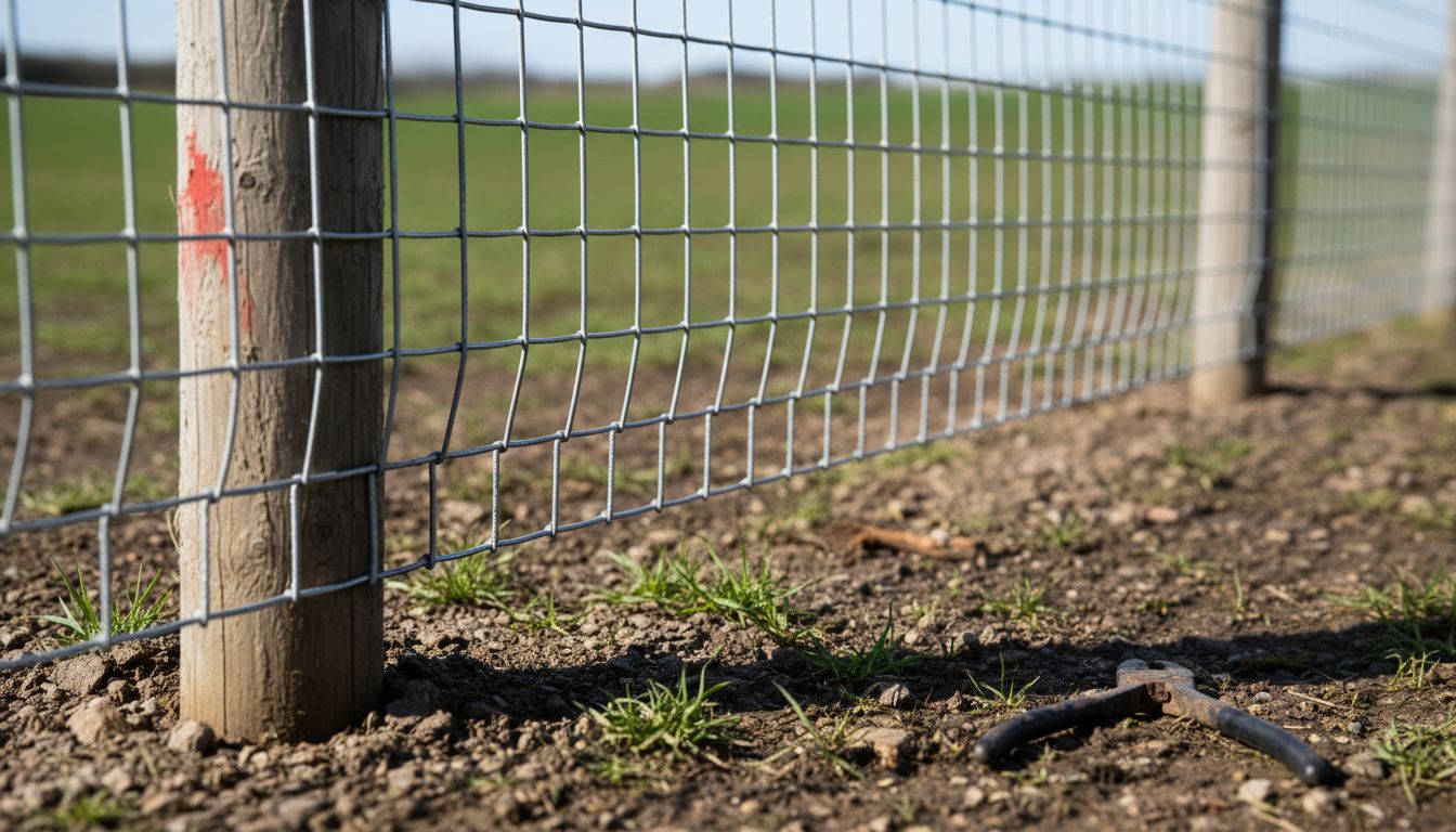 Close-up of wildlife fence materials