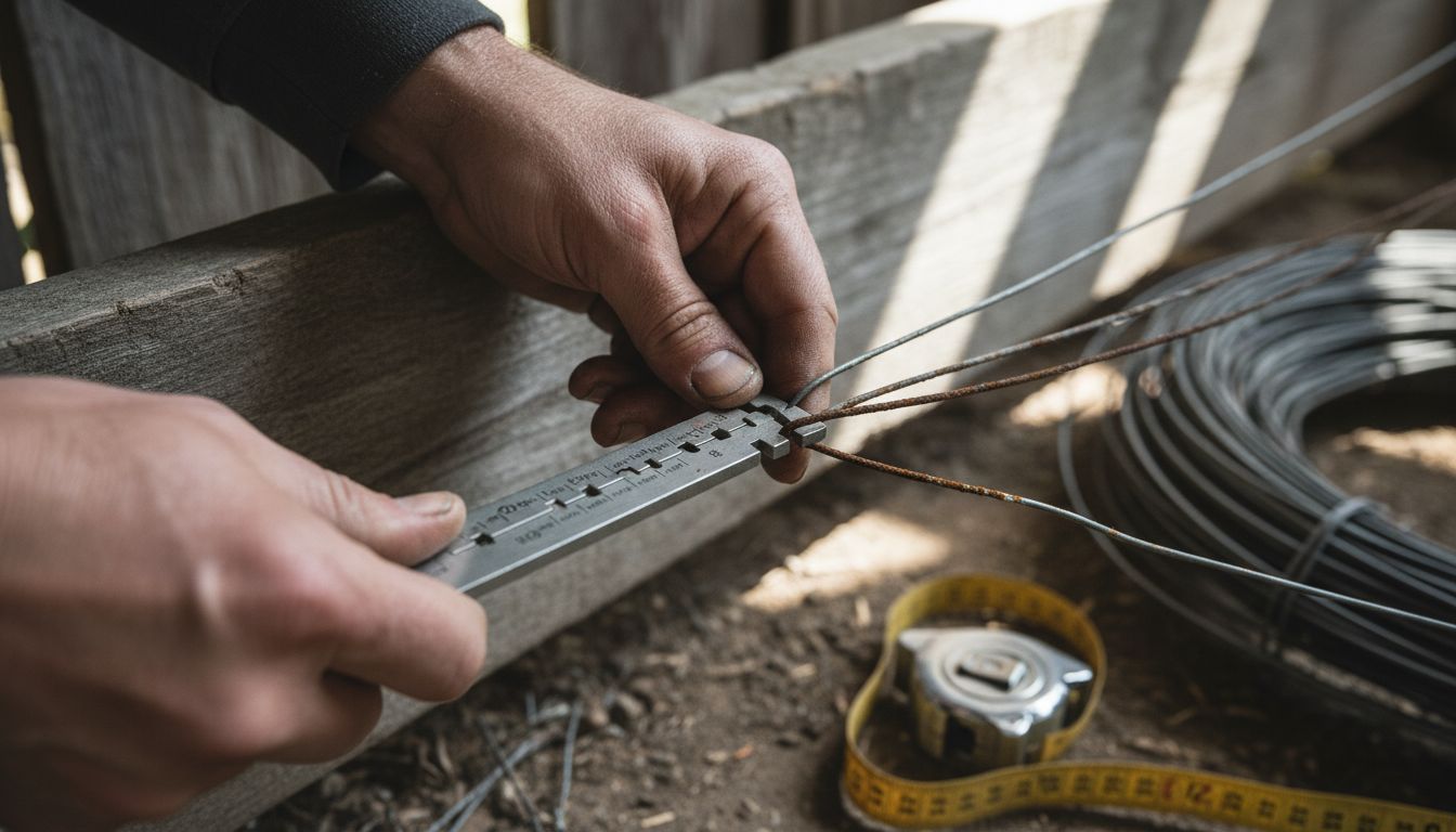 Hands inspecting high tensile fence wire