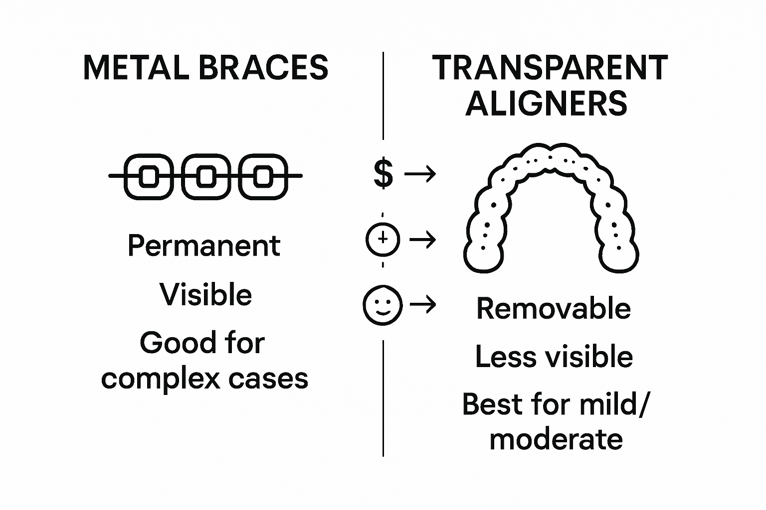 Infographic comparing Invisalign and traditional braces