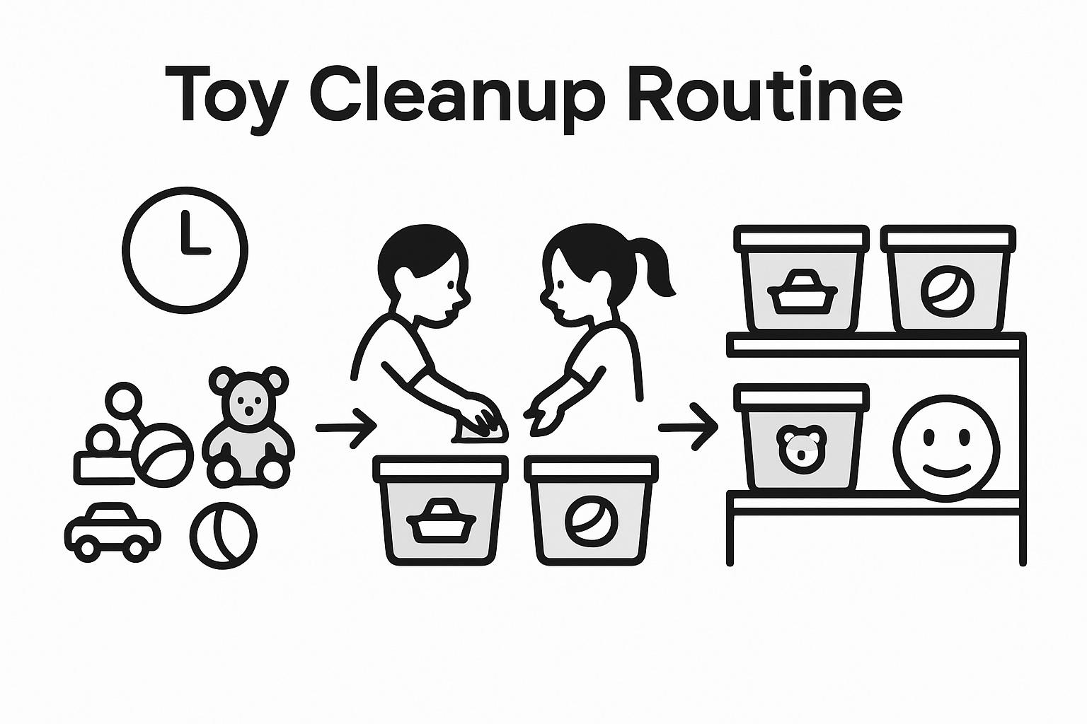 Infographic showing toy cleanup routine