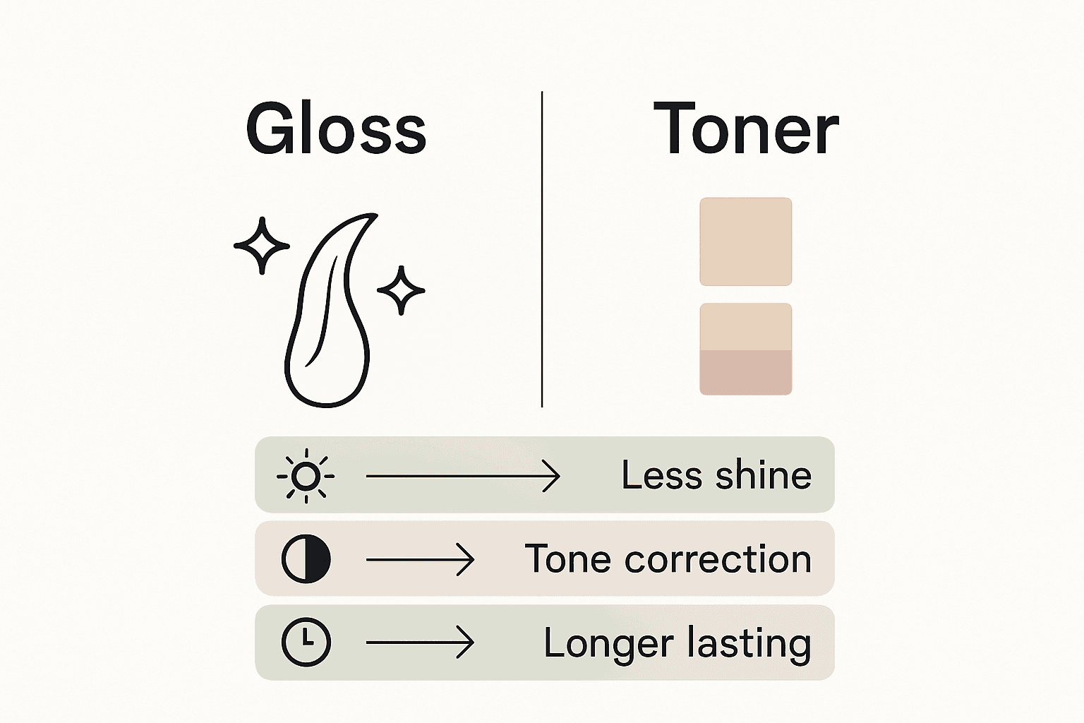 Gloss vs toner comparison chart infographic