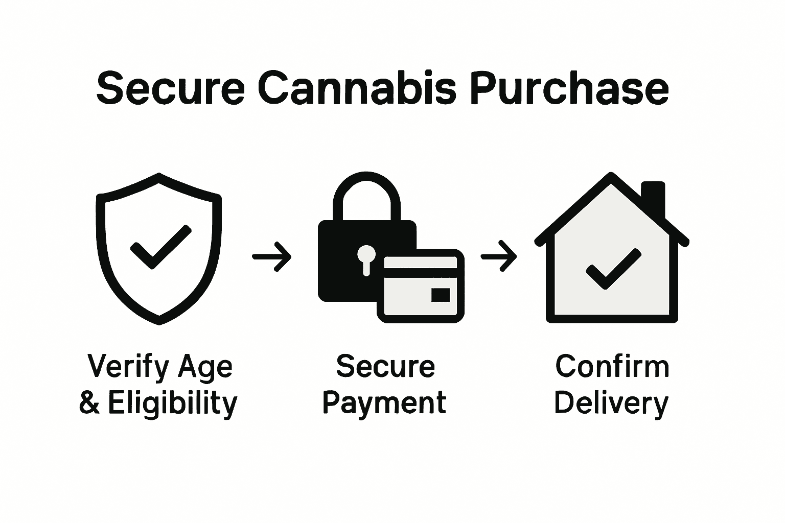 Three-step infographic for secure cannabis ordering