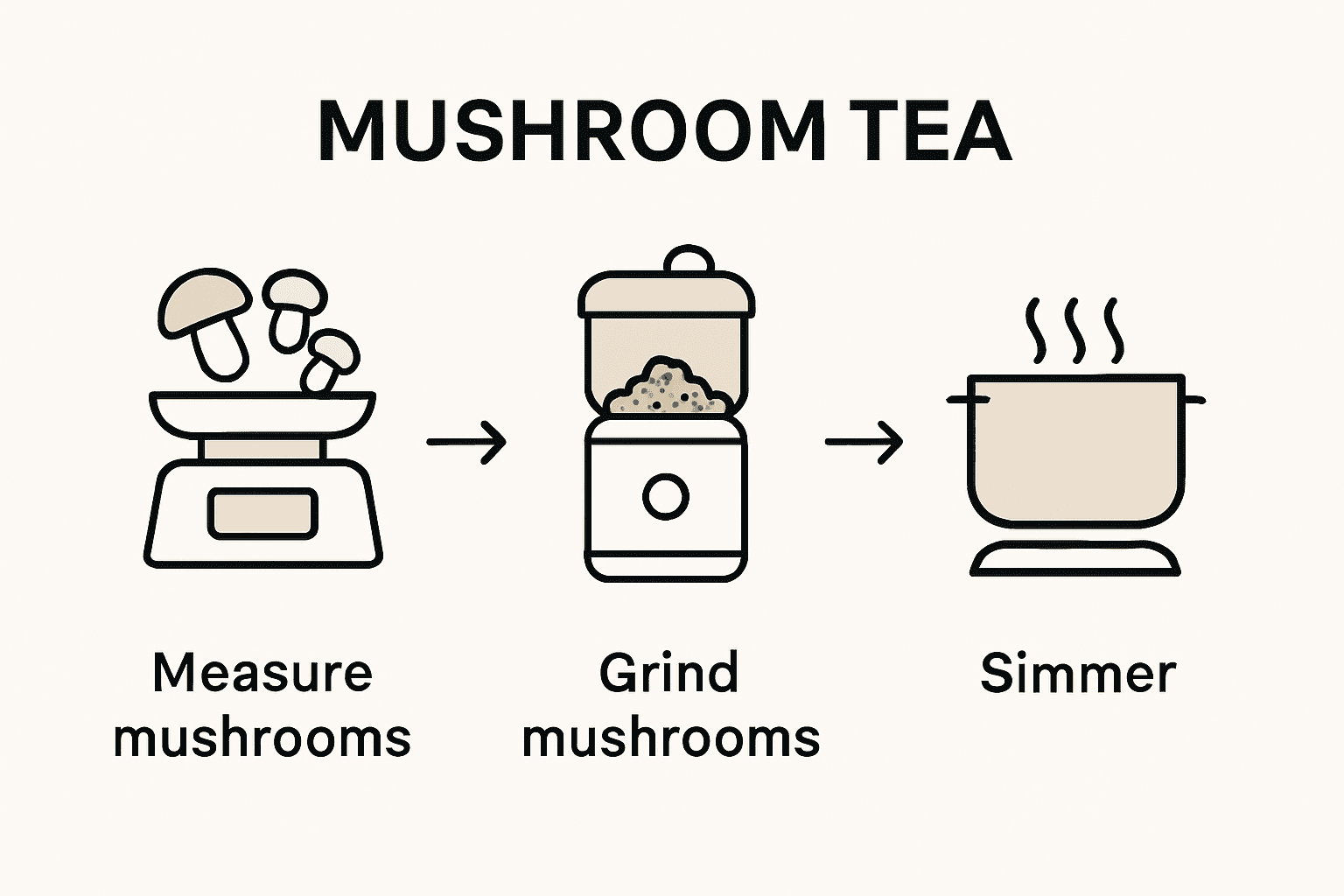 Infographic showing mushroom tea preparation steps