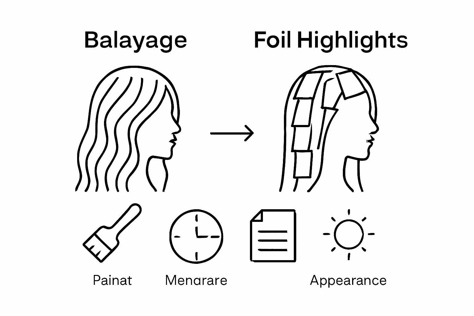 Balayage versus foil highlights infographic
