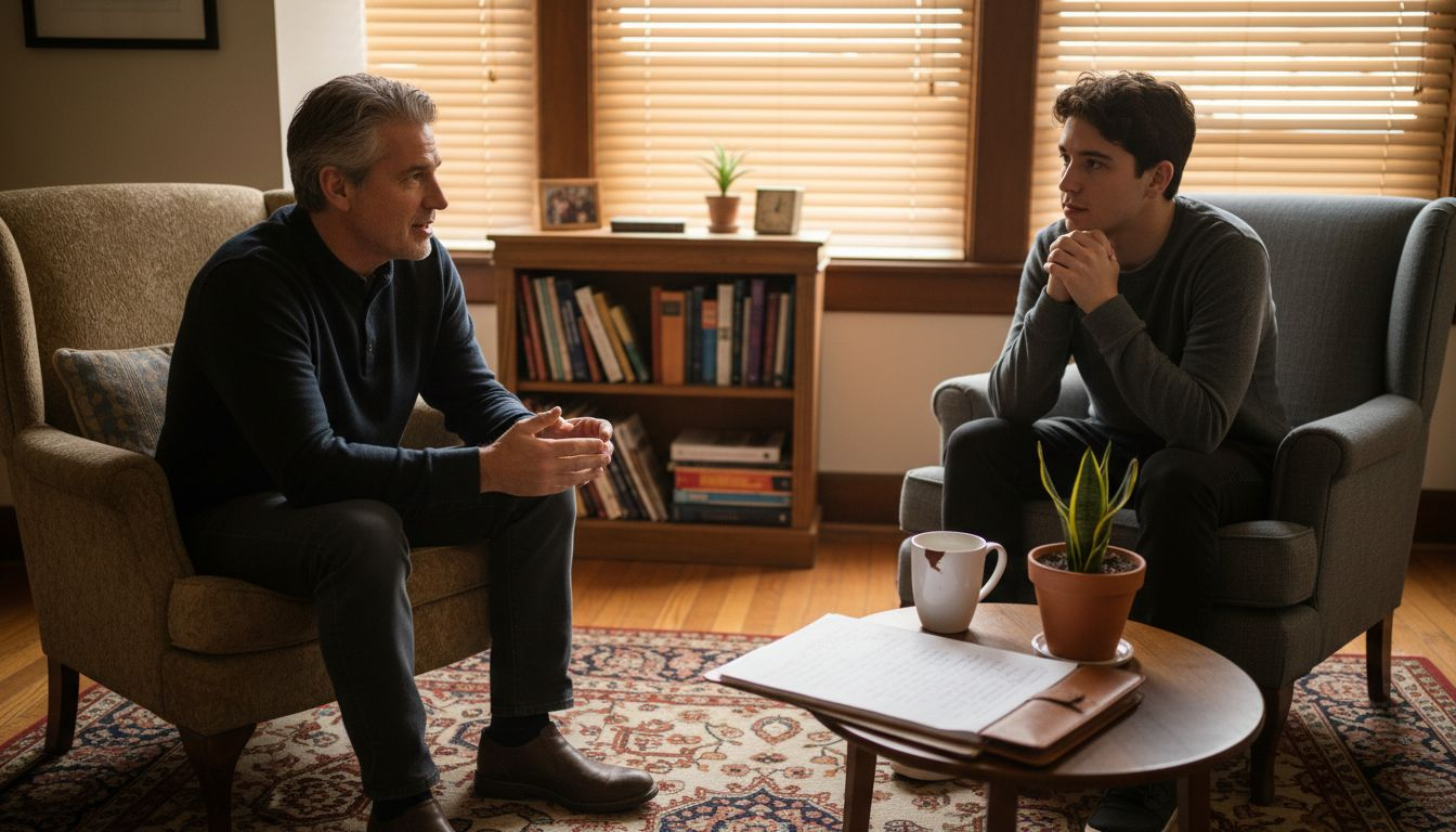 Therapist discussing psilocybin dosing options