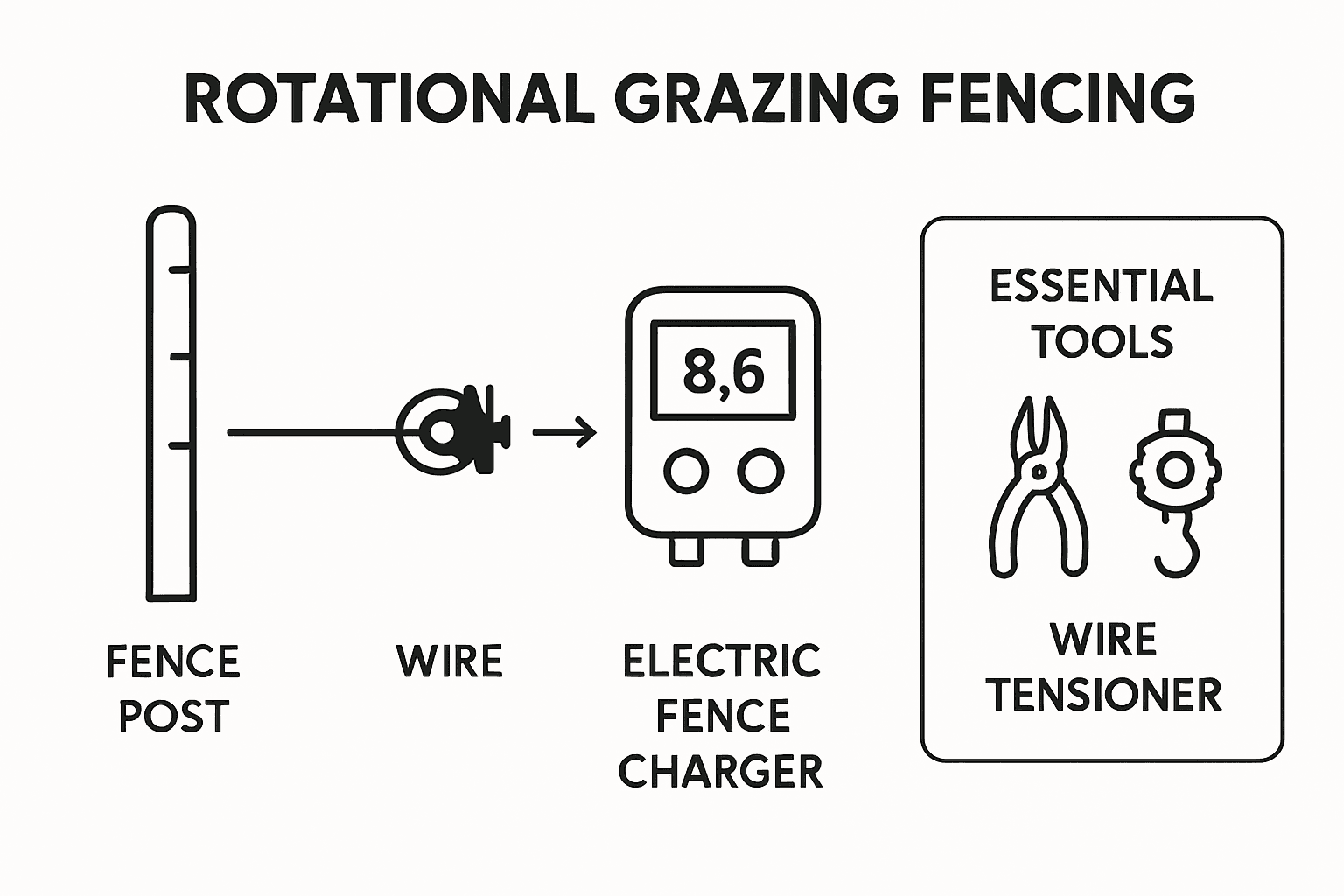 Infographic of grazing fence setup process