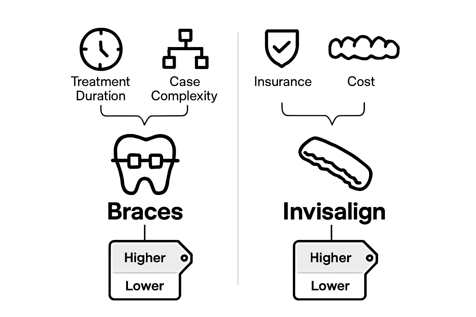 Infographic comparing Invisalign and braces costs