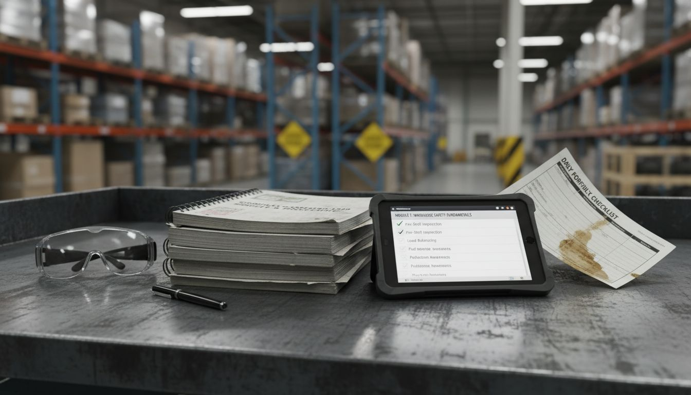 Training kit manuals and digital module on workbench