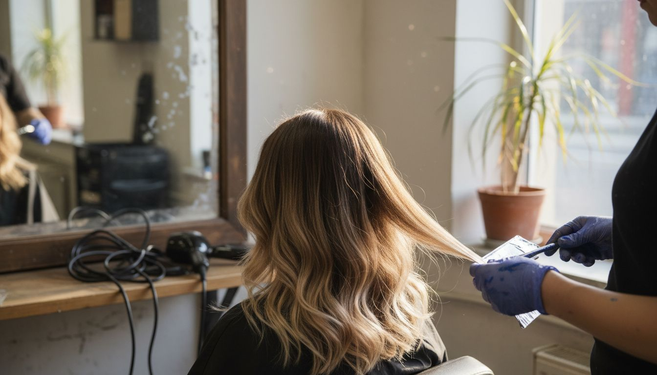 Platinum balayage technique applied in salon