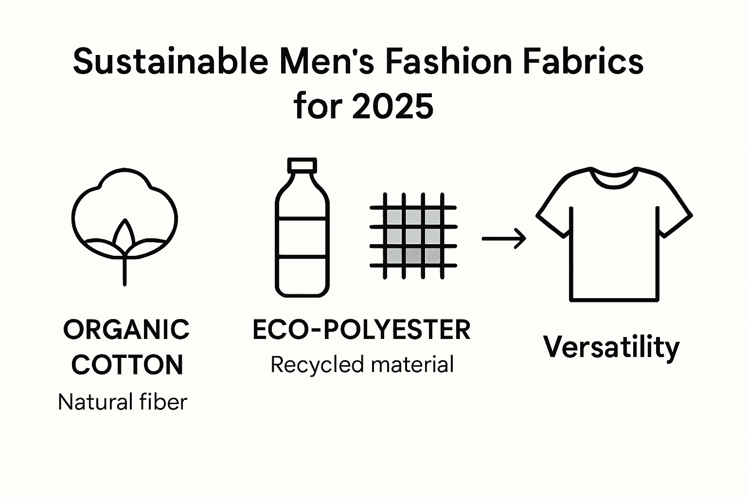 Infographic showing men's fashion fabrics 2025