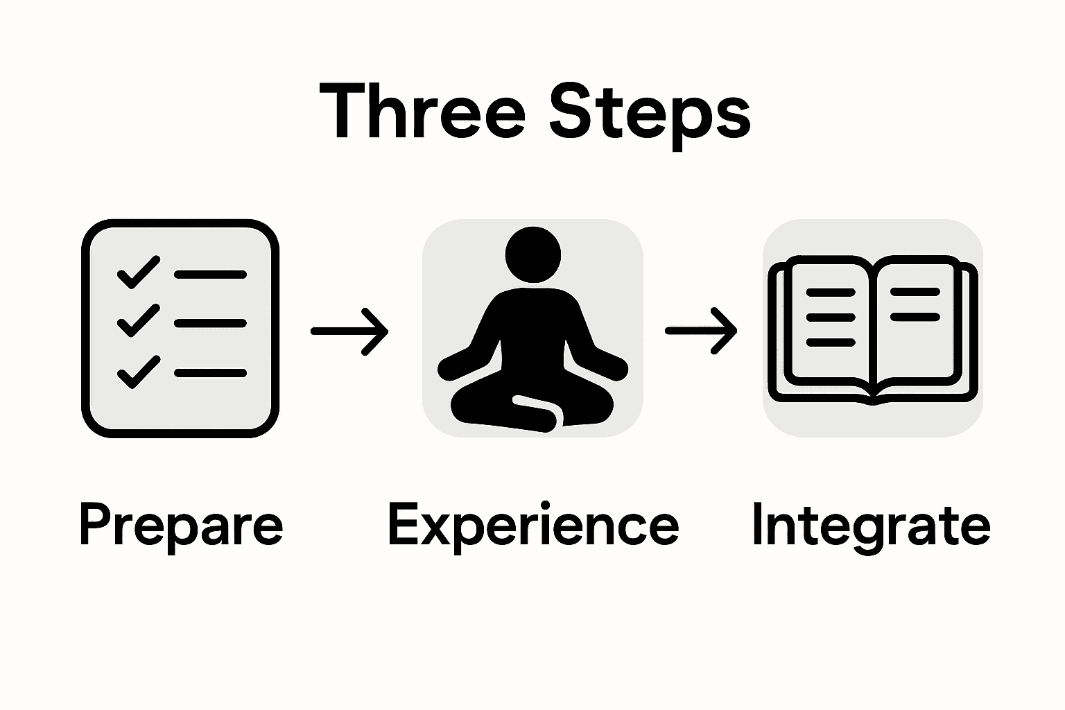 Steps of safe psychedelic integration process infographic