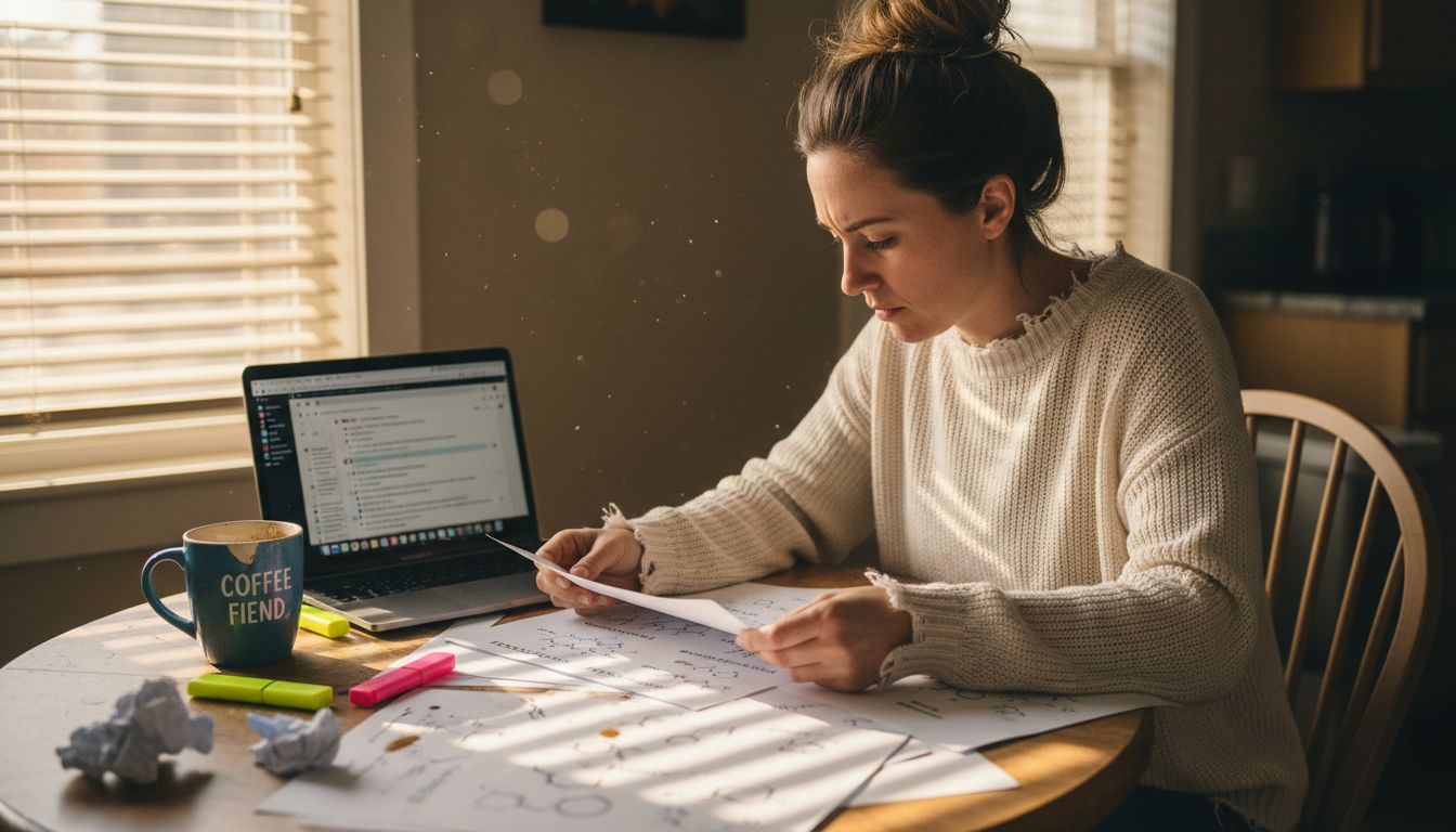 Woman comparing psychedelic compound charts