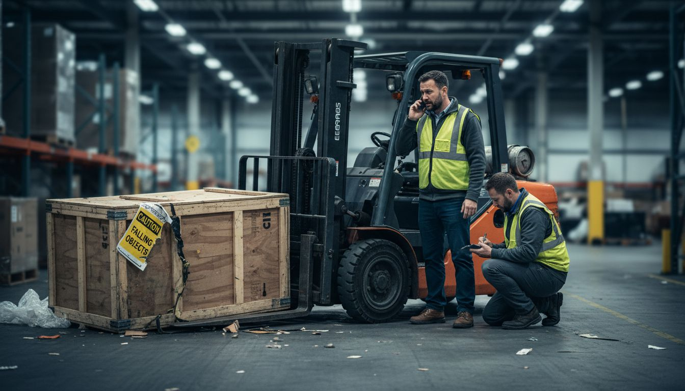 Worried employees by minor forklift accident
