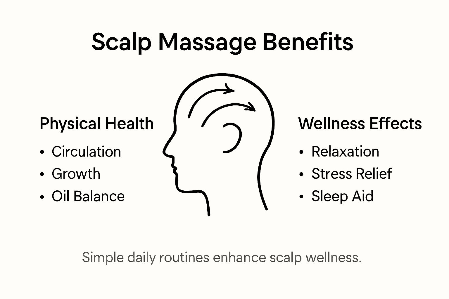 Infographic on scalp massage benefits and effects